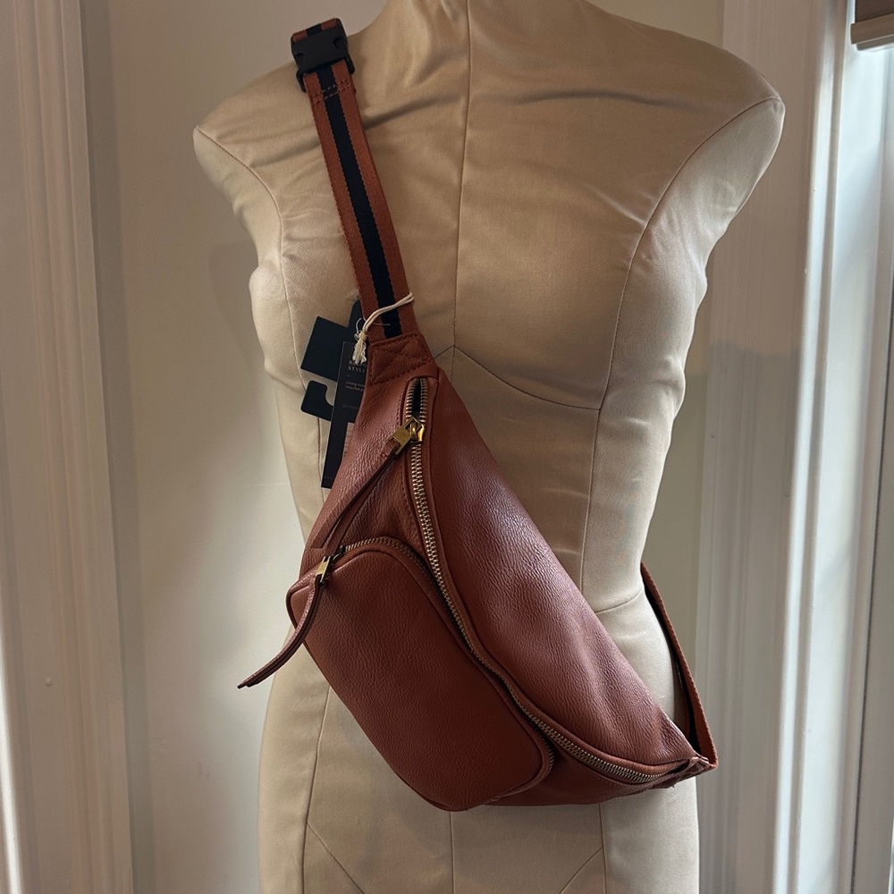 Brown Faux Leather Belt Bag Fanny Pack